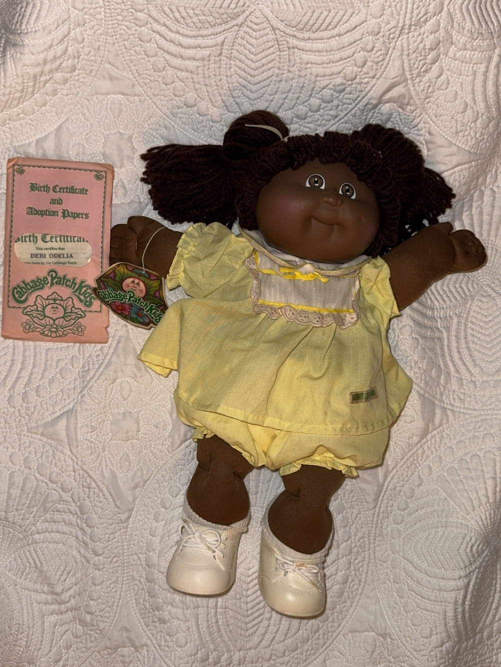 1985 Coleco Cabbage Patch Kid AA Girl HM3 Debi Odelia Papers Original Outfit